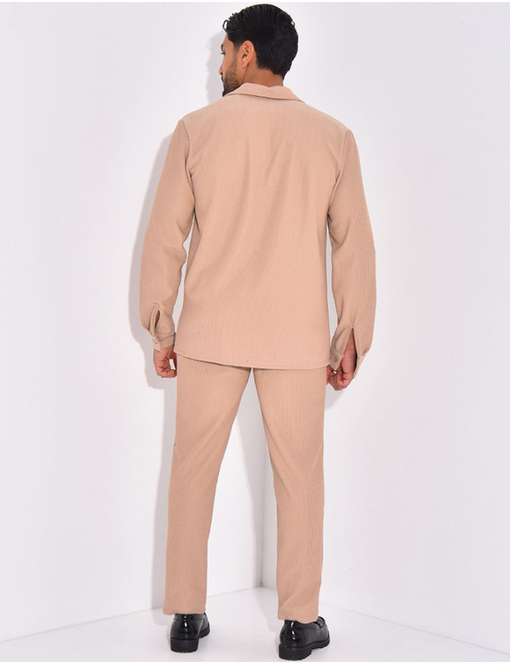 Ensemble pantalon et chemise plissé