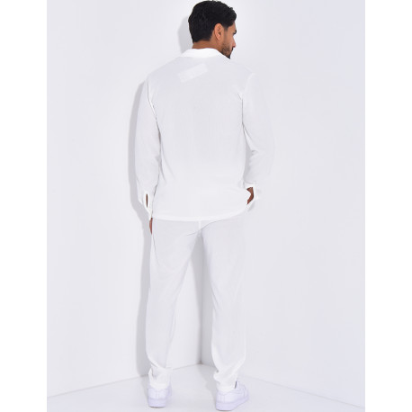 Ensemble pantalon et chemise plissé