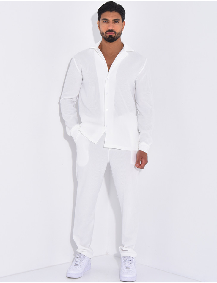 Ensemble pantalon et chemise plissé