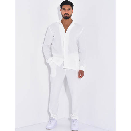 Ensemble pantalon et chemise plissé