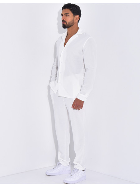 Ensemble pantalon et chemise plissé