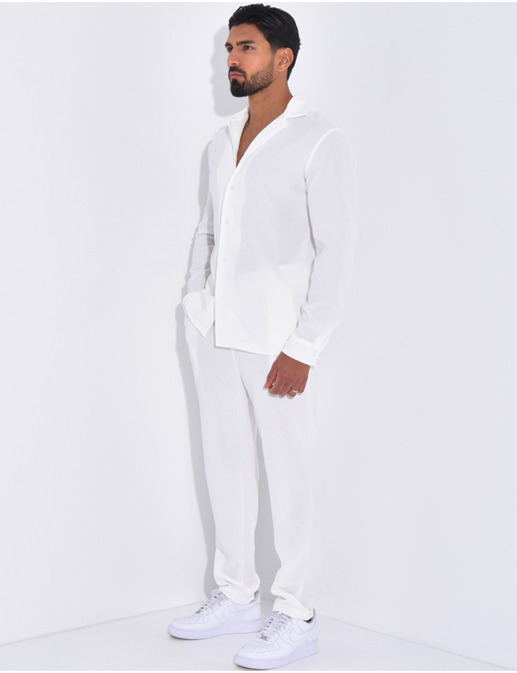 Ensemble pantalon et chemise plissé