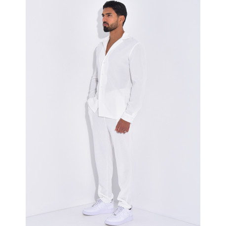Ensemble pantalon et chemise plissé
