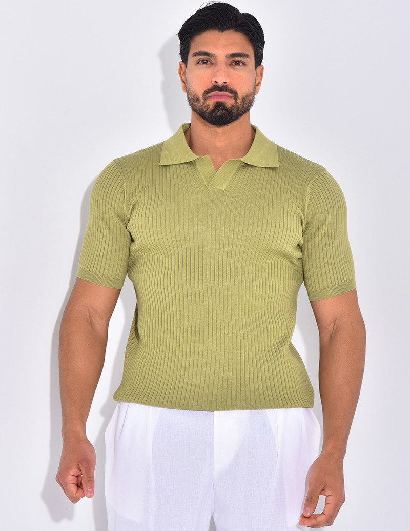 Polo manches courtes côtelé