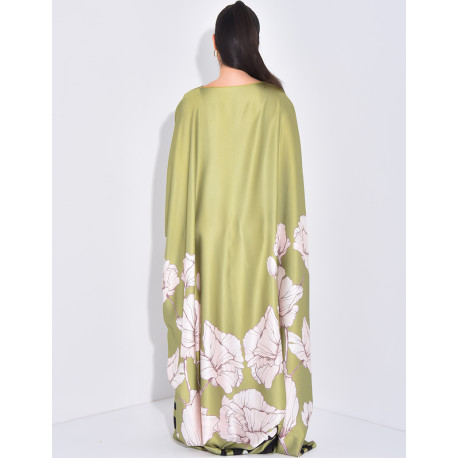 Butterfly dress with floral motifs printed on the edges