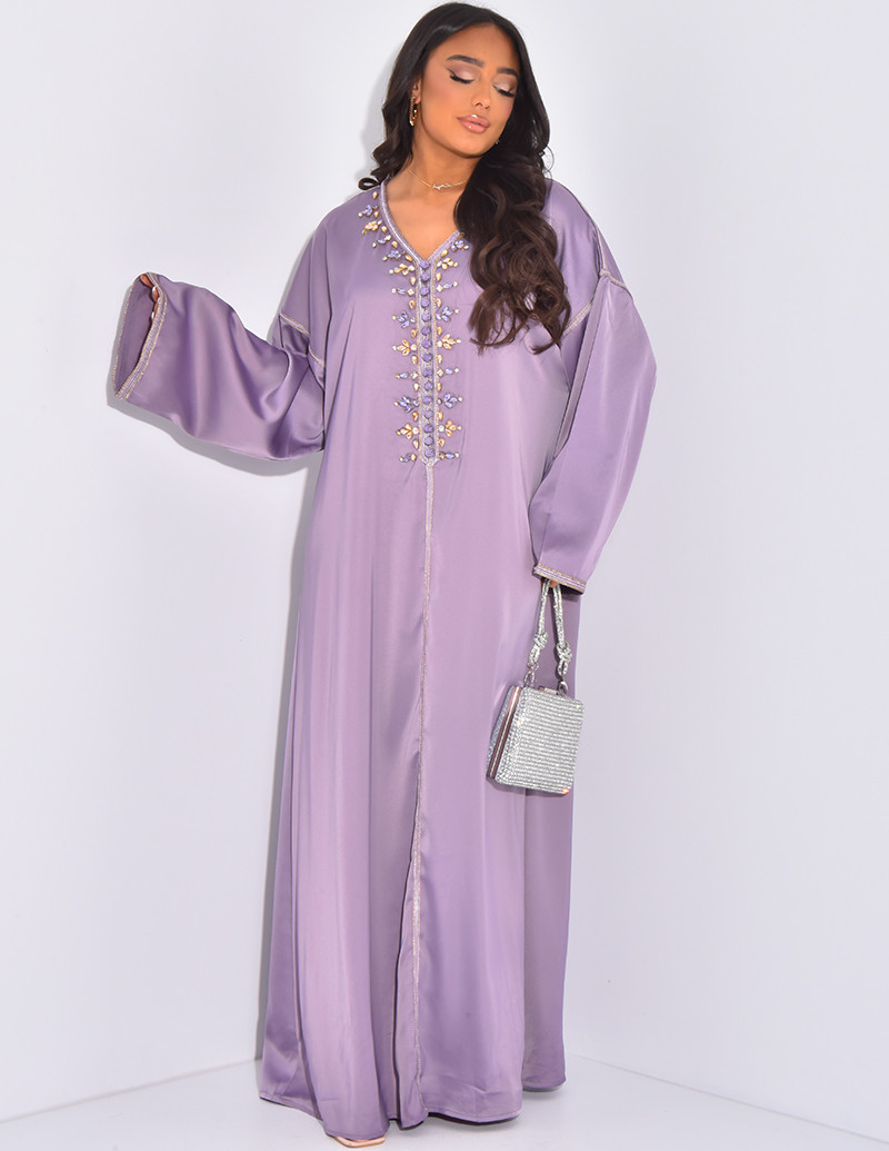 Premium satin abaya with...