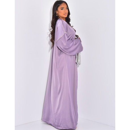 Premium satin abaya with hand embroidered crystals