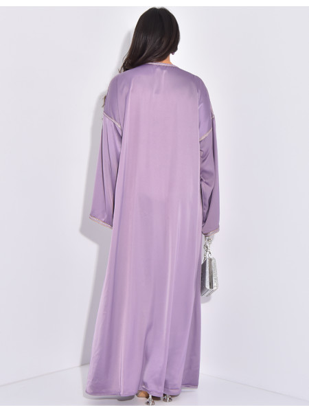 Premium satin abaya with hand embroidered crystals