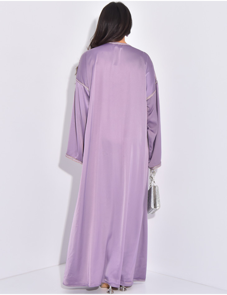 Premium satin abaya with hand embroidered crystals