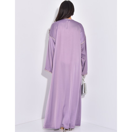 Premium satin abaya with hand embroidered crystals