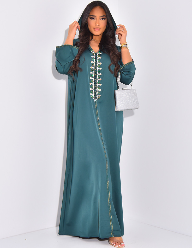 Premium satin abaya with...