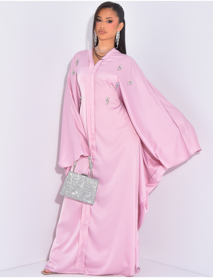 Tie butterfly abaya adorned with crystals