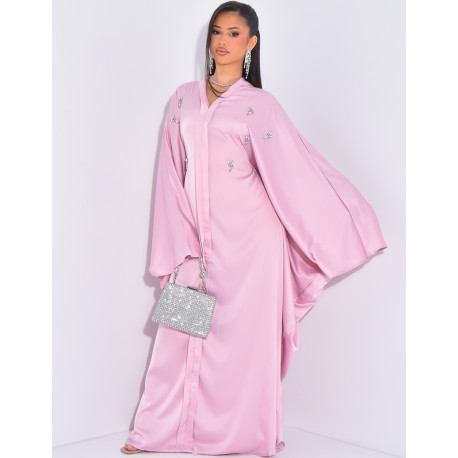 Tie butterfly abaya adorned with crystals