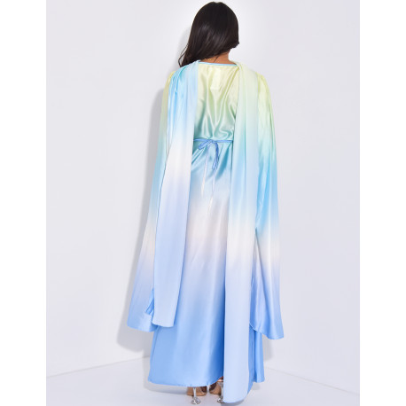 Tie-dye gathered dress and matching shawl set