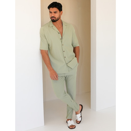 Ensemble pantalon et chemise plissé