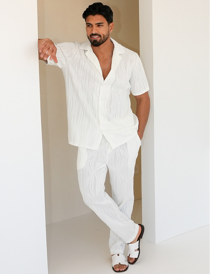 Ensemble pantalon et chemise plissé