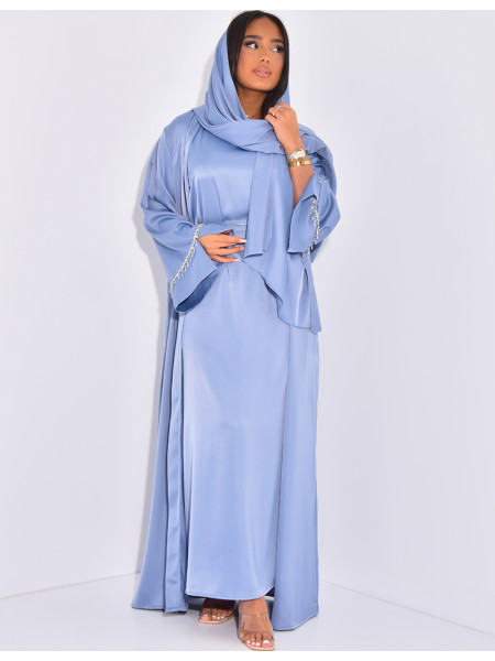 Sleeveless dress, kimono & matching scarf set