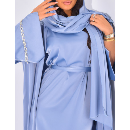 Sleeveless dress, kimono & matching scarf set