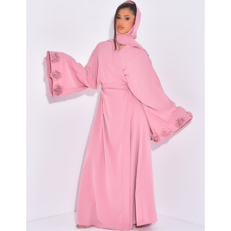 Kimono-Set mit Blumenmuster, ärmelloses Kleid und passender Schleier