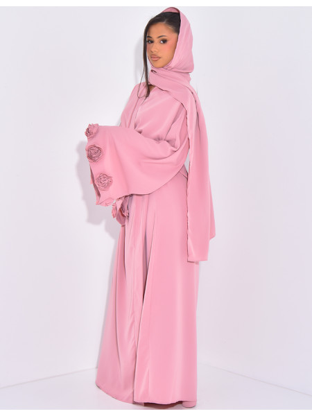 Kimono-Set mit Blumenmuster, ärmelloses Kleid und passender Schleier