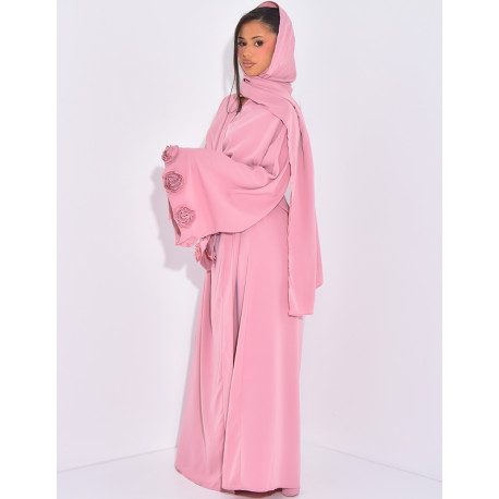 Kimono-Set mit Blumenmuster, ärmelloses Kleid und passender Schleier