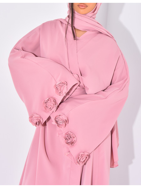 Kimono-Set mit Blumenmuster, ärmelloses Kleid und passender Schleier