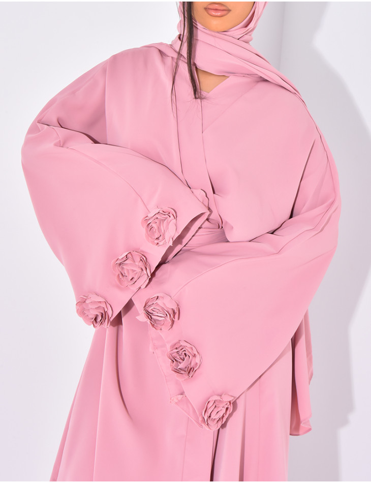 Kimono-Set mit Blumenmuster, ärmelloses Kleid und passender Schleier