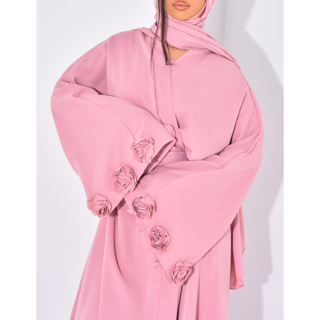 Kimono-Set mit Blumenmuster, ärmelloses Kleid und passender Schleier