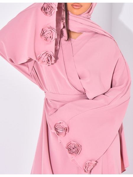 Kimono-Set mit Blumenmuster, ärmelloses Kleid und passender Schleier