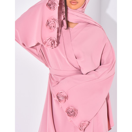 Kimono-Set mit Blumenmuster, ärmelloses Kleid und passender Schleier