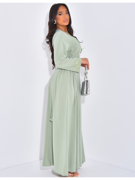 Abaya à motifs en strass