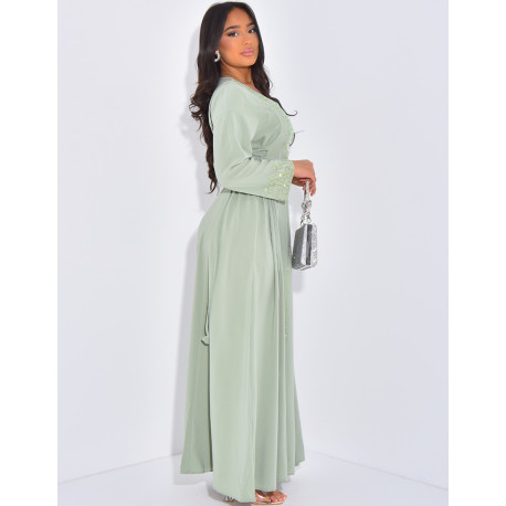 Abaya à motifs en strass