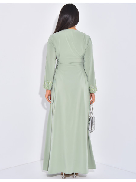 Abaya à motifs en strass