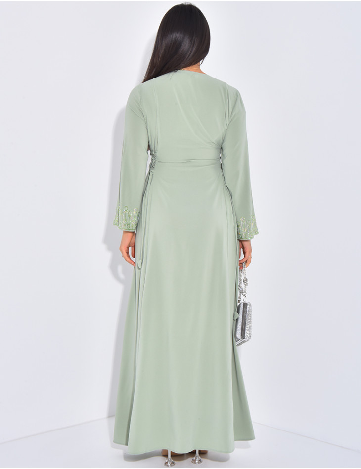 Abaya à motifs en strass