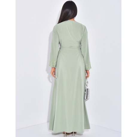 Abaya à motifs en strass
