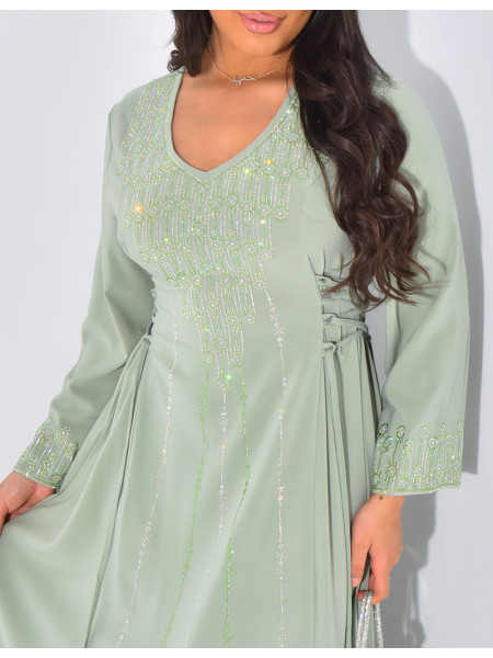 Abaya à motifs en strass