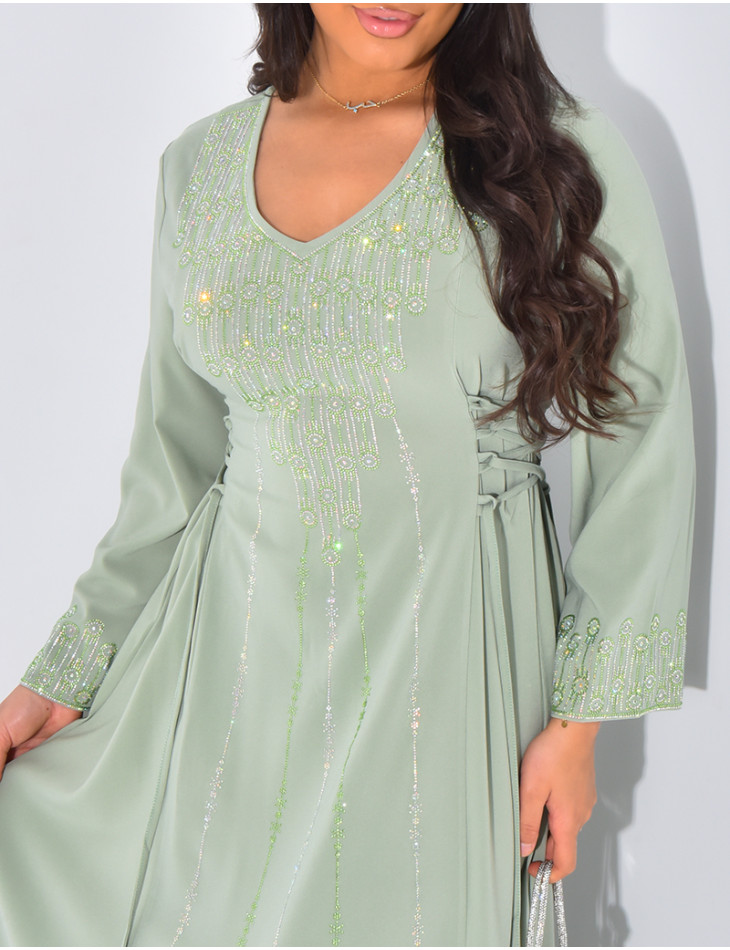 Abaya à motifs en strass