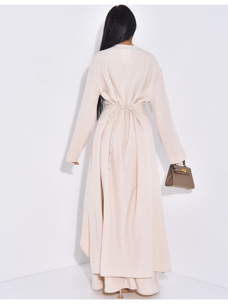 Long tunic with button fastening and long skirt set