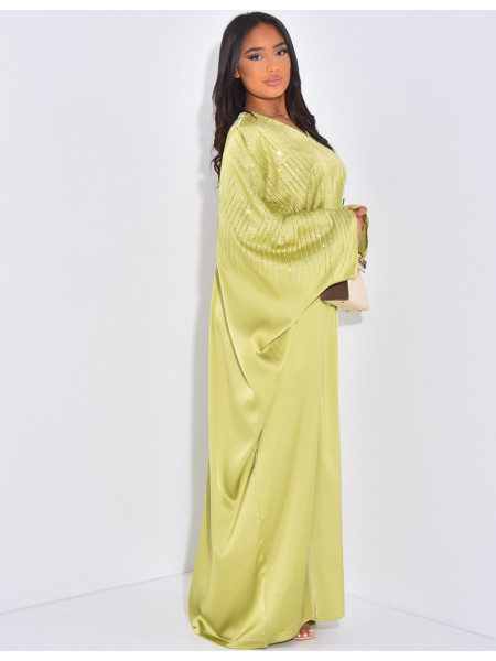 Weite Abaya mit Strasssteinen