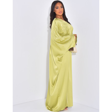Weite Abaya mit Strasssteinen