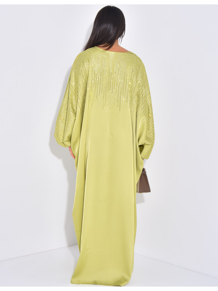 Weite Abaya mit Strasssteinen