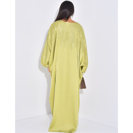 Weite Abaya mit Strasssteinen