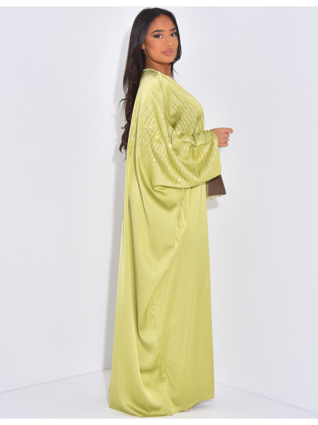 Weite Abaya mit Strasssteinen