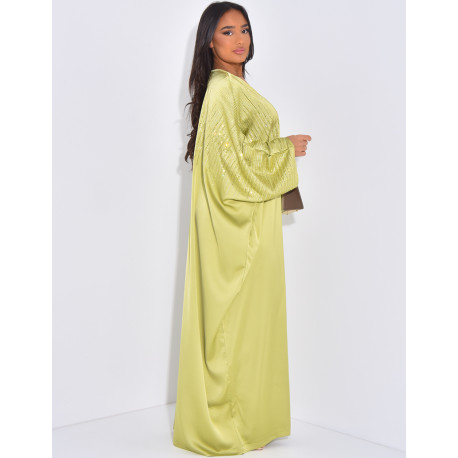 Weite Abaya mit Strasssteinen