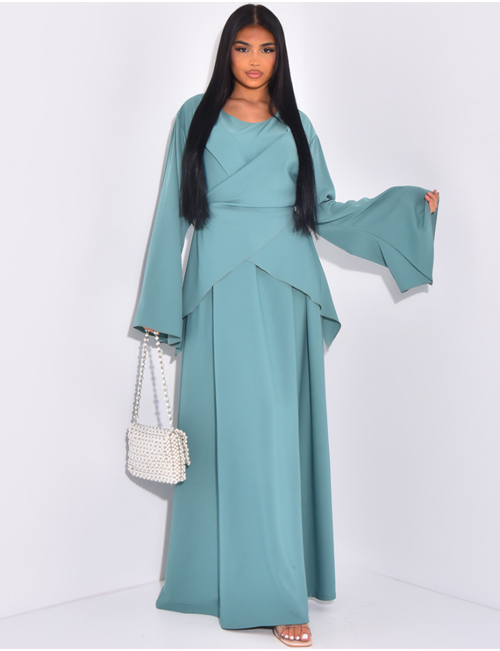 Long dress with criss-cross effect at waist