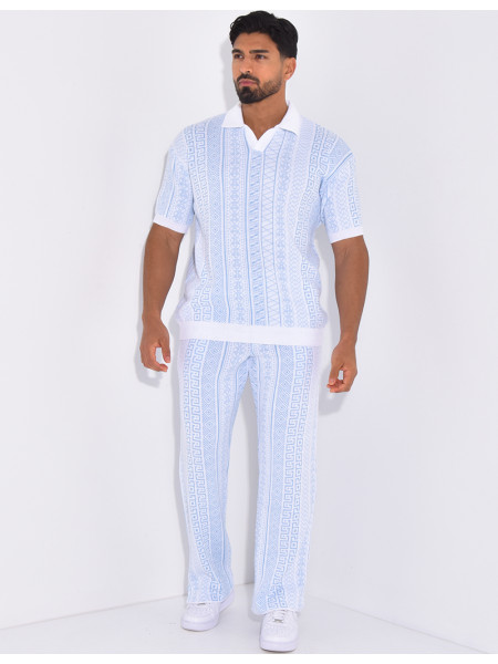 Ensemble pantalon et polo à motifs