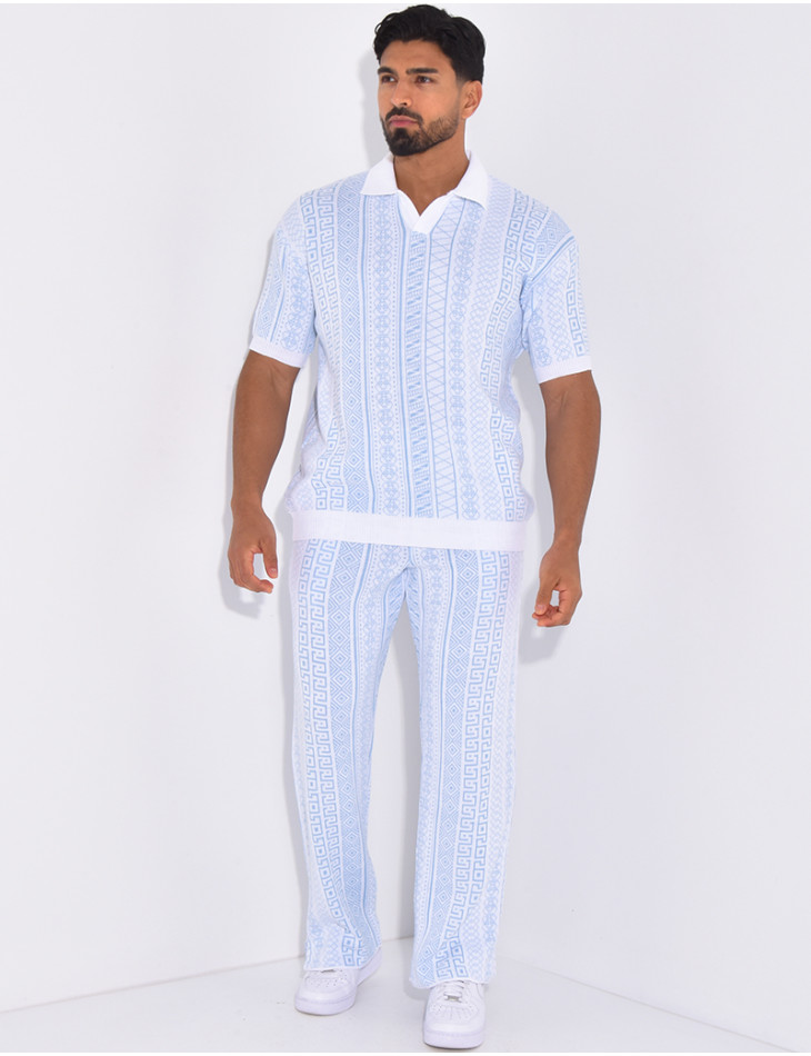 Ensemble pantalon et polo à motifs