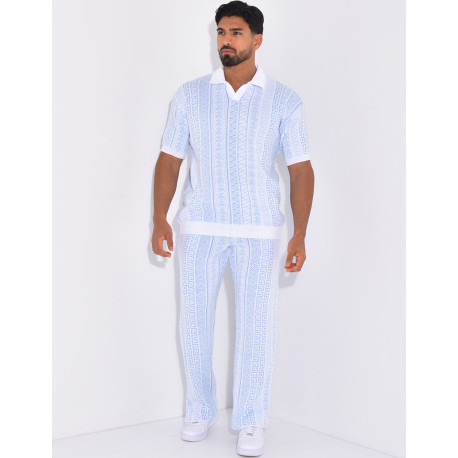 Ensemble pantalon et polo à motifs