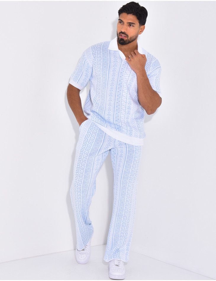 Ensemble pantalon et polo à motifs