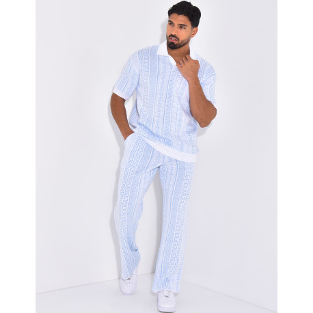 Ensemble pantalon et polo à motifs